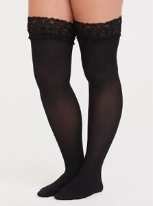 TORRID PLUS SIZE OPAQUE LACE TOP THIGH HIGH STOCKINGS  1X/2X  3X/4X 5X/6X NO BOW