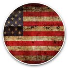 2 x Vinyl Stickers 20cm  - Old Grunge USA America Flag  #45913