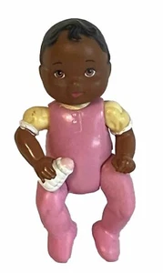 Vintage Loving Family Fisher Price Dollhouse African American Baby Pink  Girl - Picture 1 of 5