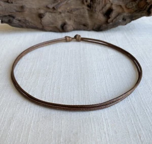 Earth Brown 2mm Water Resistant Cord Necklace Unisex Adjustable 14-28" - Picture 1 of 4