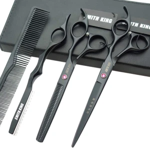 7.0 Inches Professional Hair Cutting Thinning Scissors Set with Razor (Black) - Picture 1 of 9