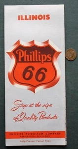 1950 Phillips 66 Gas & Oil service station State of Illinois Route 66 map too -- - Picture 1 of 1