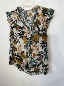 Daniel rainn S Floral Blouse Short Sleeve V Neck - Picture 1 of 4