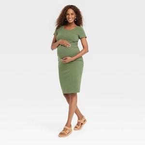 Oh Mamma Women’s Maternity Short Sleeve Scoop Neck Dress M oh - Picture 1 of 5