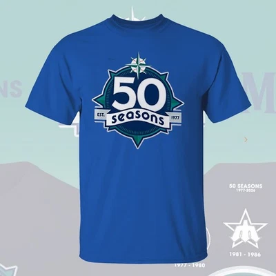🎉FREESHIP- Seattle Baseball Team 50 Seasons Celebrate 1977-2026 Multi Color Gif - Image 1 of 4