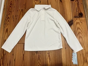 Cat & Jack Boy’s White Long Sleeve School Uniform Collared Polo, size Medium (8) - Picture 1 of 9
