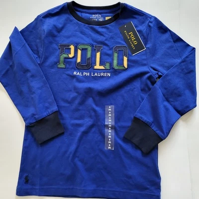 Polo Ralph Lauren Big Boys Long sleeve t-shirt Size 6 M L Navy Gray yellow - Image 1 of 4