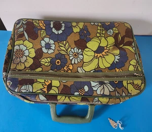 Maleta Flower Power estilo vintage Bantam Travelware años 70 estilo BRADY BUNCH con llave - Imagen 1 de 9