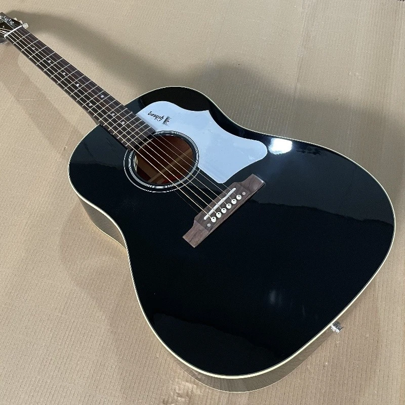 Электрогитара акустическая Custom Shop J45 черная двойные звукосниматели B1g костяная гайка - Изображение 1 из 4