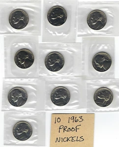 Níquel de prueba 1963 cantidad de 10 en violonchelos originales lote #22 - Imagen 1 de 4