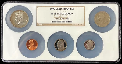 1999 S Clad Proof Set NGC PF69 Ultra Cameo in Oversized Holder-(bin46010H) - Image 1 of 2