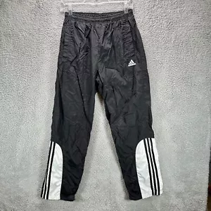 Vintage Adidas Windbreaker Pants Mens Small Black Ankle Zip Jersey Lined Y2K - Picture 1 of 17