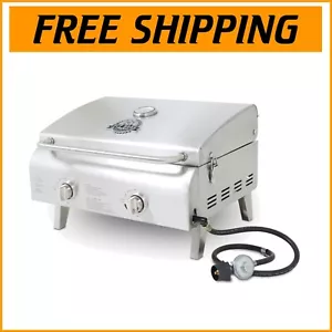 Portable Two-Burner Stainless Steel Grill - Perfect for Camping & Tailgating - Picture 1 of 9