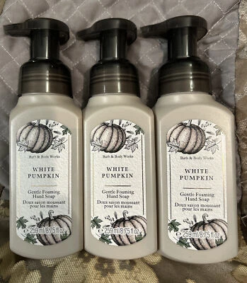 3 x Bath  & Body Works WHITE PUMPKIN Gentle Foaming Hand Soap 8.75 fl oz NEW! - Image 1 of 3