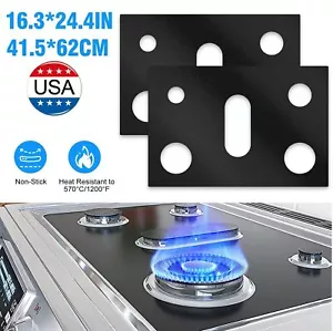 2× Gas Range Stove Top Burner Cover Protector Reusable Non-stick Liner Kitchen - Picture 1 of 17