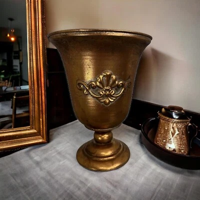 Pokal Amphoren Vase 30 cm Blumenvase Antik Metall Vintage Gold Retro - Bild 1 von 4