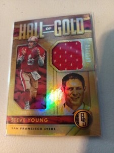 2020 Panini Gold Steve Young numbered 117/199 49ers, San Fran Relic Jersey Mem