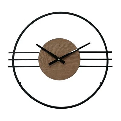 Rebecca Mobili Orologio da Parete Design Moderno Mdf Metallo Nero Marrone 50 cm - Immagine 1 di 4