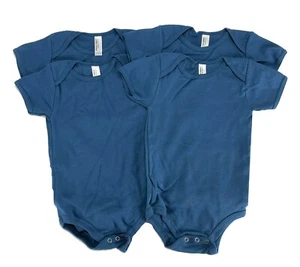 One-Piece Baby Short-Sleeve Top 4 Pack, American Apparel, Blue, 12-18 Months - Picture 1 of 2