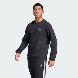 Adidas Sweatshirt Men's Small Black Trefoil Essentials Fleece Sweatshirt Large - Picture 1 of 8