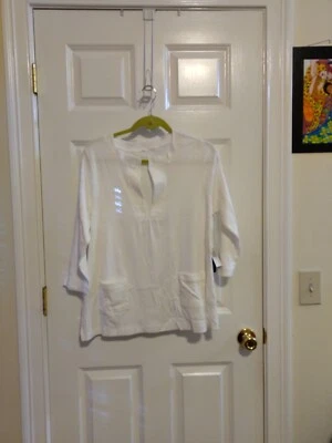 NUEVO Evie Mujer Blanco Algodón Manga 3/4 Talla XL Foto 1 de 4