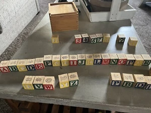 Wooden Play Blocks W/ Wooden Case - Picture 1 of 6