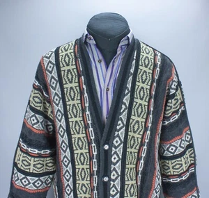 Mens Carlo Colucci Cardigan Multicolor Jumper Wool Blend Size 54 Retro - Picture 1 of 14