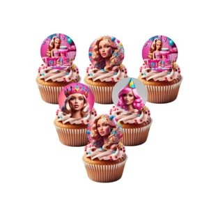 24x Toppers para cupcakes de cumpleaños It's a very Barbie - Imagen 1 de 2
