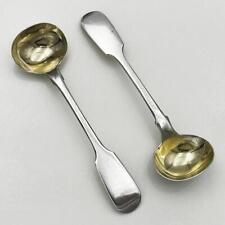 PAIR MUSTARD SPOONS STERLING SILVER GEORGE IV / WILLIAM IV 1829 & 1832 C Shipway