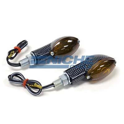 Mini señales de giro Cateye de 2,5" 12 voltios imitación fibra de carbono ámbar ahumado Foto 1 de 2