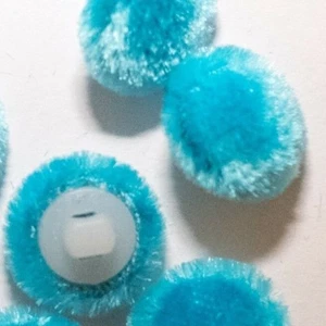 ONE SMALL SILK VELVET BUTTON, LIGHT TURQUOISE, SIZE: 11.5 MM, WHITE BACK - Picture 1 of 4