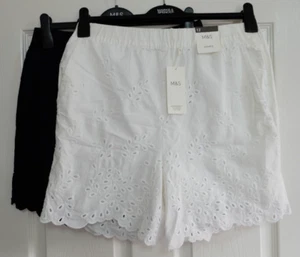 M&S Shorts reiner Baumwolle BESTICKT gefüttert PULL ON mit Taschen - Bild 1 von 9