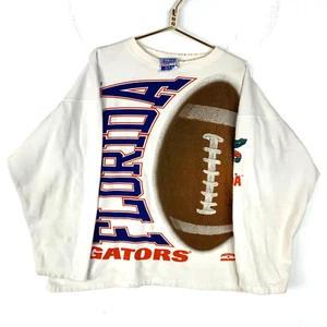 Vintage Florida Gators Sweatshirt Size XL White Big Spell Out Ncaa Football 90s - Picture 1 of 11