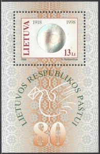 LITUANIA #Sc # 612 80th ANN OFICINA DE CORREOS LITUANA con IMAGEN HOLOGRAMA - Imagen 1 de 1