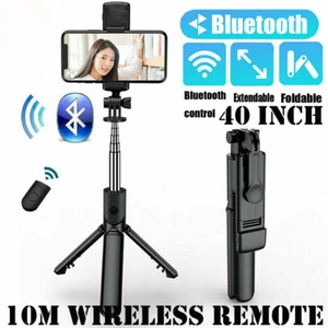 Selfie Stick Tripod Bluetooth Wireless Remote Stand For iPhone 13 14 15 16 - Picture 1 of 14