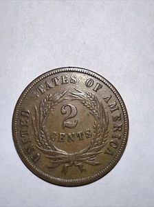 Rare - 1867 Two Cent Copper 2cp  Stunning  Coin - Picture 1 of 5