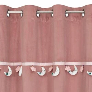 Kinderzimmer Vorhang Gardine mit Ösen Baby Dekogardine Mond 140x250cm dunkelrosa - Bild 1 von 9