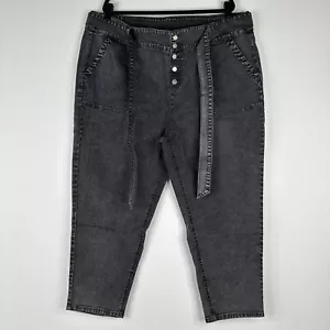 G By Giuliana Button Fly Belted Jeans Plus Size 24W Black High Rise NEW 814055 - Picture 1 of 16