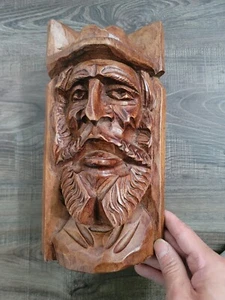 Vintage Hand Carved Wood man face Wood Forest Spirit 10"×4"×4". Read - Bild 1 von 10