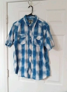 Company Eighty One Button Up Herren XXL blau-weiß kariertes Kurzarm Hemd - Bild 1 von 7