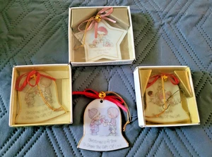 4-PRECIOUS MOMENTS-ORNAMENTS-SAMUEL J BUTCHER-1986-88-PORCELAIN - Picture 1 of 6