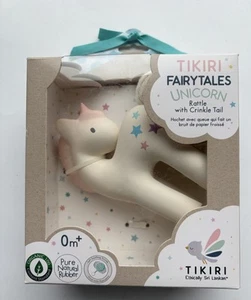 Tikiri Fairytales Unicorn Pure Natural Rubber Rattle with Crinkle Tail - Picture 1 of 8
