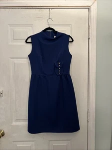 Vintage Jonathan Logan ärmelloses dunkelblaues Kleid Small - Bild 1 von 8