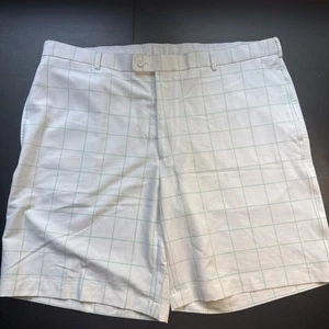 Peter Millar Crown Sport Wicking Performance Short White & Green 9”Inseam Sz 40 - Picture 1 of 7