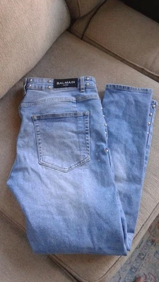 BALMAIN MEN JEANS SIZE 38X30 BLUE COLOR DISTRESSED - Image 1 of 4