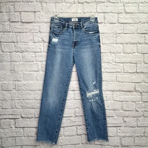 Kensie Jeans Womens Vintage Luxe Straight Jeans Size 4 Distressed Frayed Hem - Picture 1 of 8