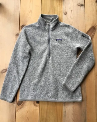 NUEVO CON ETIQUETAS Mujer Patagonia Mejor Suéter M Mediano 1/4 Cremallera Abedul Blanco Gris Nuevo Foto 1 de 4