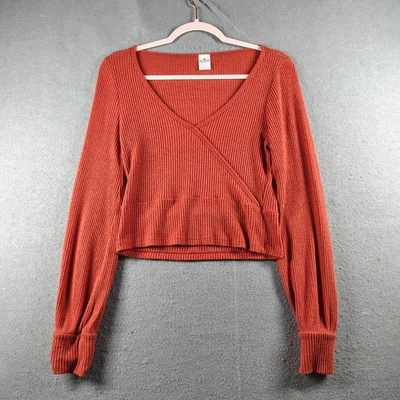 Hollister Mujer Grande Acogedor Acanalado Envolvente Frontal Top Terracota/Naranja Usado en Excelente Condición Foto 1 de 4