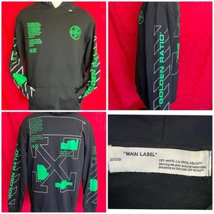 AUTHENTISCH NEU NOS Off White Main Label Goldener Schnitt Hoodie Sweatshirt Medium Vir - Bild 1 von 21