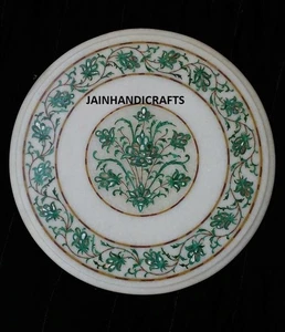 15" Green Malachite Marble Table Top Corner Center Flower Pot Set Inlay Stone - Picture 1 of 4